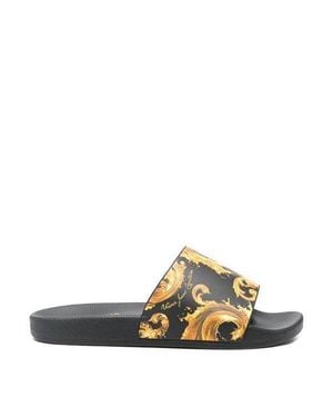 Versace Printed Rubber Slide Sandals - White