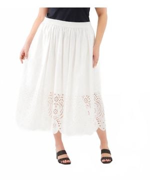 Karen Kane Cutout Embroidery Midi Skirt - White
