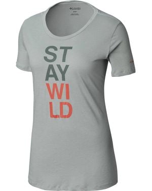 Columbia Activewear Plus Size Word Block Printed Crew Neck T-Shirt - Gray