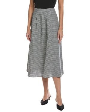 Seraphin Linen-blend Midi Skirt - Gray