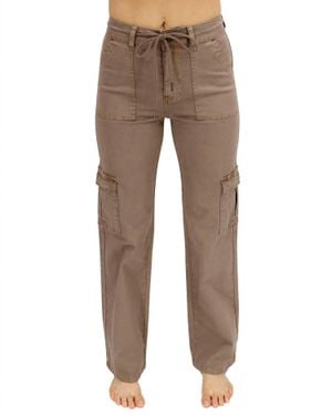 Grace and Lace Sueded Twill Cargo Pants - Brown