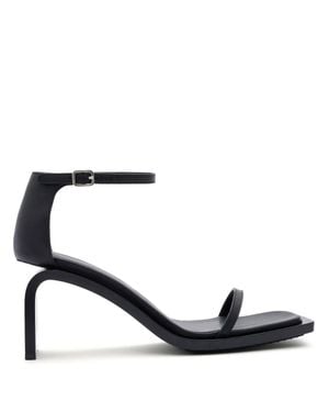 Courreges Calf Leather Square Open Toe Sandals - Black