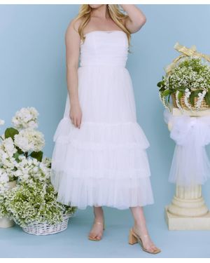 Luxxel Tulle Tiered Midi Dress - Blue