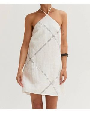 Crescent Lena Contrast Stitch Mini Dress - White