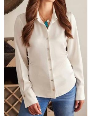 Karen Kane Side Pleat Shirt - Natural