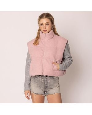 TRUEDAMES Solid Knit Padded Vest - Pink