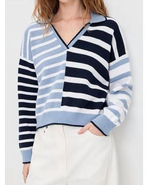 Splendid Arden Stripe Polo Sweater - Blue