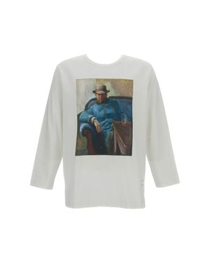 Junya Watanabe Printed Edvard Munch Linen Shirt - Blue