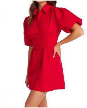 Bishop + Young Jacqueline Bubble Sleeve Mini Dress - Red