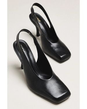 Maeve Square-Toe Slingback Pumps - Black