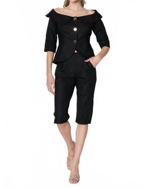 Zetaye Celeste Linen Cotton Blazer - Black