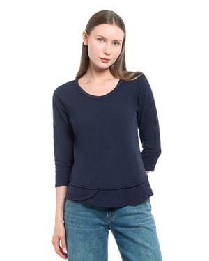 Wilt Shrunken Crew 3/4 Sleeve Mock Layer Tee - Blue