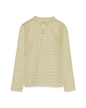 MadeMe Checkered Logo Mesh Long Sleeve/ Top - Natural