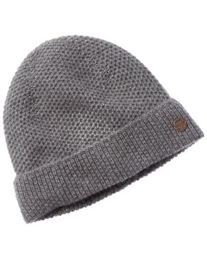 Bruno Magli Honeycomb Stitched Cuffed Cashmere Hat - Gray