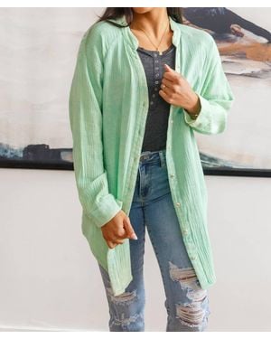 White Birch Corey Button Up Top - Green