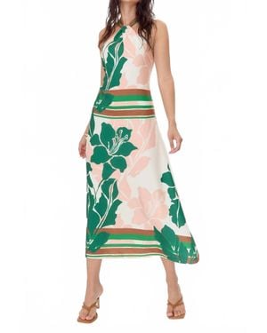 Greylin Lyra Border Halter Dress - Green