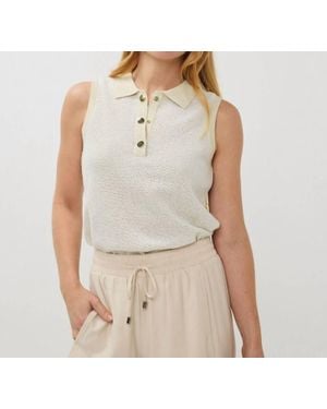 EsQualo Shimmer Sweater Polo - Natural
