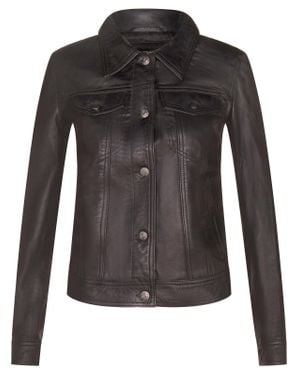 Infinity Leather Leather Trucker Jeans Jacket-Anderlecht - Black