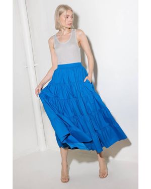 TRUEDAMES Simply Spellbound Woven Full Midi Skirt - Blue