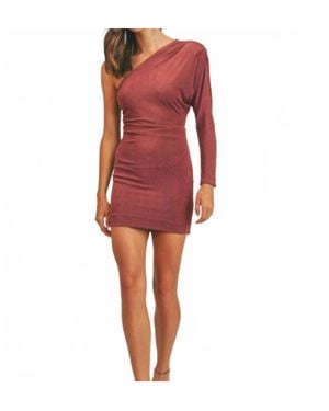 Lush One Shoulder Long Sleeve Mini Dress - Red