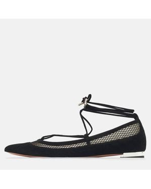 Aquazzura Net And Suede Ballet Flats - Black