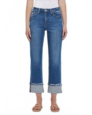 VERVET BY FLYING MONKEY High Rise Cuffed Straight Leg Jeans - Blue