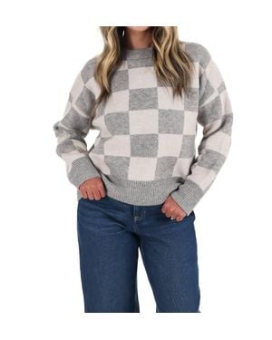 Miou Muse September Sky Check Sweater - Gray