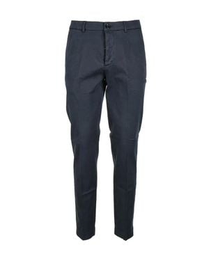 TRUE NYC Lyocell Cotton Stretch Pants With Tapered Leg And Functional Pockets - Blue