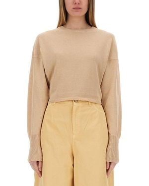 Alysi Cropped Knit Top - Natural