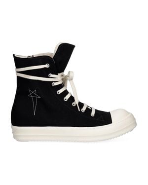 Rick Owens High-Top Sneakers With Stitched Star Design - Black
