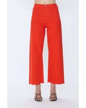 Pistola Penny Crop High Rise Wide Leg Crop Jeans - Red