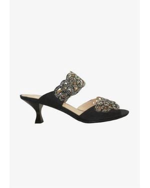 J. Reneé Francie Rhinestones Slides Sandals - Black