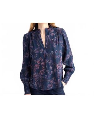 Go> By Go Silk Girly Printed Blouse - Blue