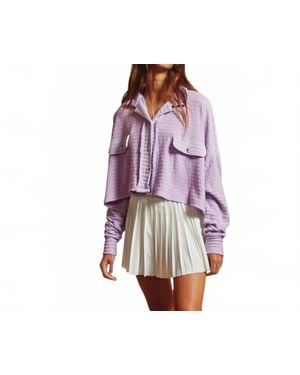 Hoity Toity Loose Fit Crop Shacket - Purple