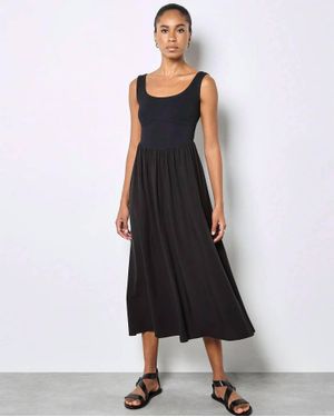 Apricot Corset Midi Dress - Black