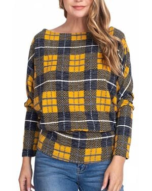 First Love Loose Fit Plaid Long Sleeve Top - Orange
