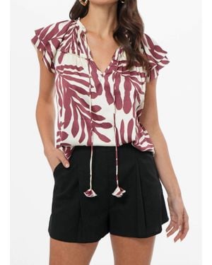 Greylin Trixxie Flutter Sleeve Blouse - Red