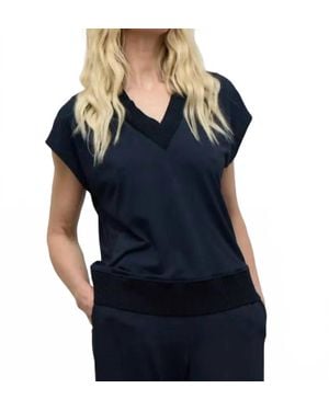 Iris Setlakwe Matte Jersey Sleeveless Pleated V-Neck Top - Blue