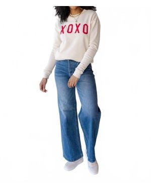 Oat Collective Xoxo Long Sleeve Sweatshirt - Blue