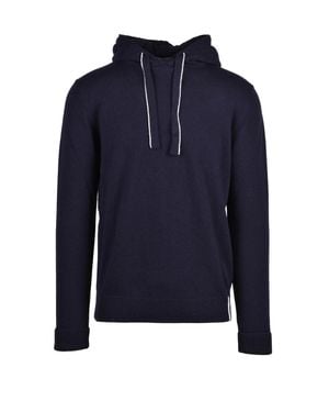 Alpha Studio Knit Sweatshirt With Hood And Drawstrings - Blue