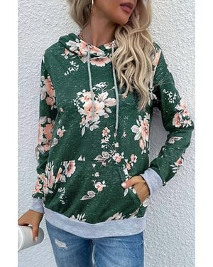 Lily Clothing Floral Pocket Hoodie - Green
