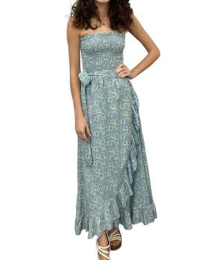 Skemo Strapless Floral Long Dress - Green
