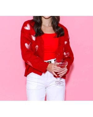 Ivy Jane Heart Felt Cardigan - Red