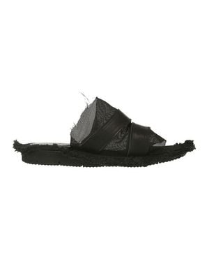 Yohji Yamamoto Leather And Mesh Sandal - Black