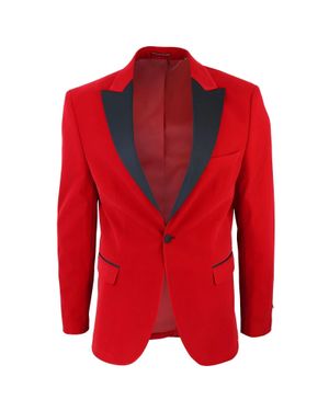 Oliver Tweed Velvet Dinner Tuxedo Suit Jacket Blazer - Red