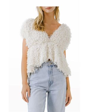 Endless Rose Textured Plunge Top - Blue