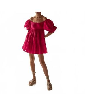 Erika Peña Aja Ruffle Detail Mini Dress - Red