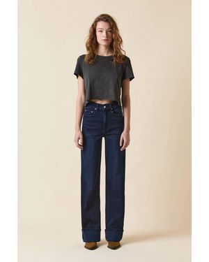 Le Jean Column High Rise Cuffed Jeans - Blue