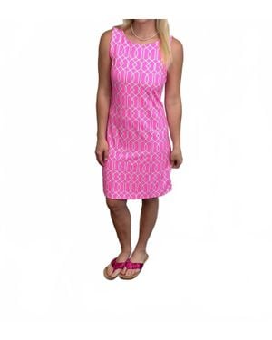 Lulu-B Geometric Sleeveless Travel Dress - Pink