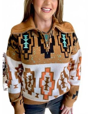 Bibi The Rowdy Aztec Sweater - Brown